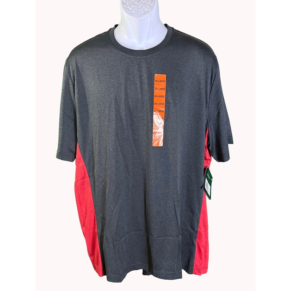 Fila Performance Tee Mens XXL Gray Red Colorblock Short Sleeve Athletic Shirt‎